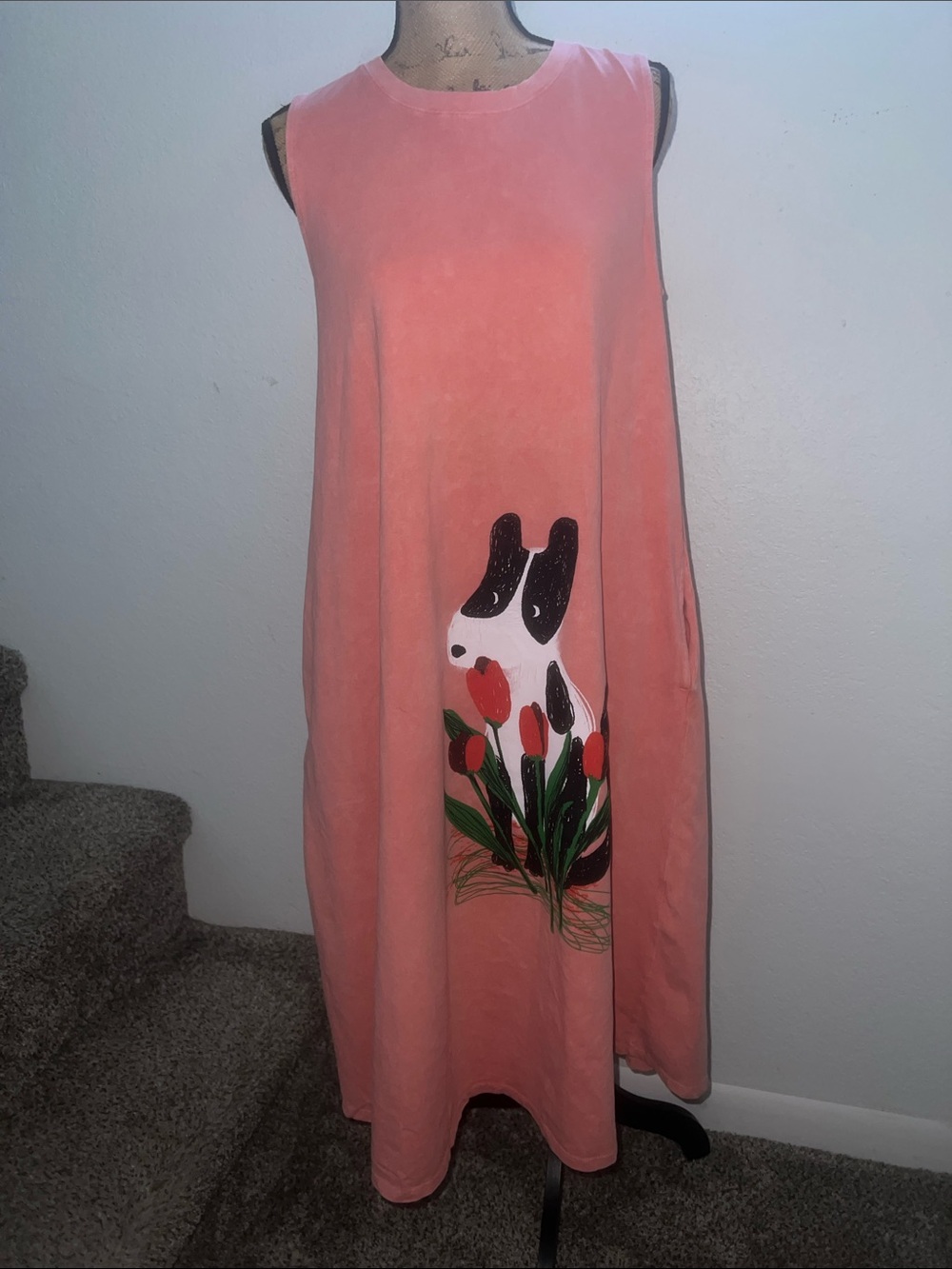 Knit Tulip and dog Dress Doodle Line By Inoah Small Oversized - Picture 3 of 7